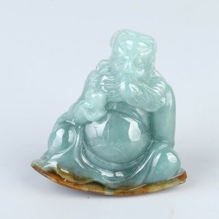 Chinese Exquisite Handmade Zhong Kui Carving Jadeite Jade Statue
