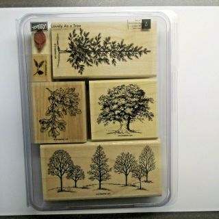 Stampin Up Wood Mounted Stamps Lovely As A Tree Retired/ Rare