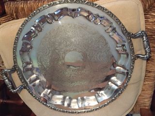 “national” Silver Over Copper Dinner Platter With Handles 3010