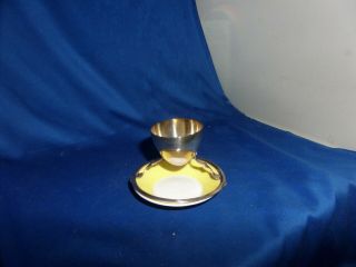 Lovely Hukin & Heath Patent Egg Cup Holder C.  1900 Silver Plate & Porcelain