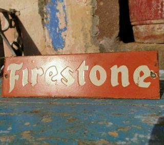 Old Antique Very Rare Miniature Firestone Tire Ad Porcelain Enamel Sign