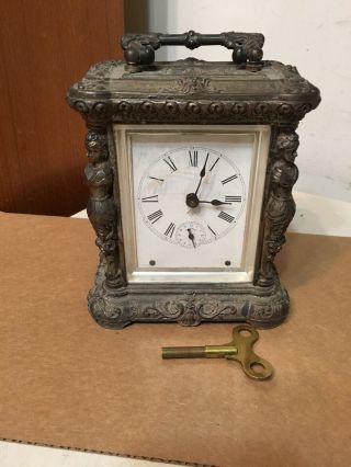 Rare Antique Ansonia Comet Model Large Carriage Clock Time Strike & Alarm