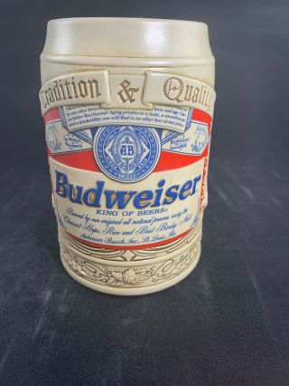 Vintage Budweiser Beer Lager Ceramic Mug Antique Label Stein Stein 1995