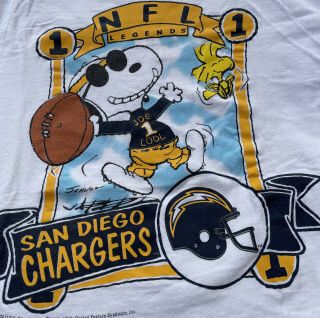 Vintage San Diego La Chargers Snoopy Joe Cool Shirt Nutmeg Made In Usa Rare