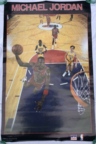 Rare 1988 Michael Jordan Poster Chicago Bulls Game Dunk Nba Basketball