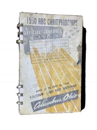 1950 Abc American Bowling Congress Championship Tournament Schedule Guide Rare
