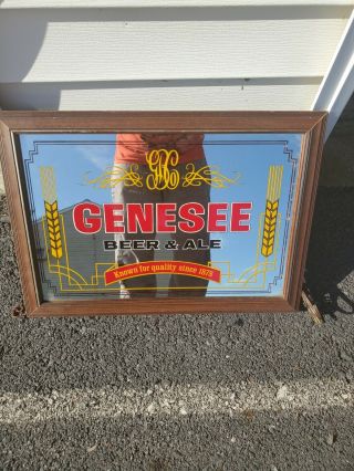 Rare Vintage Genesee Beer & Ale Light Up Mirror Sign Man Cave Bar Room Saloon