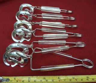 6 X Silver Plated L’escargot Snail Tongs Or Clamps Set Of Six French Dining