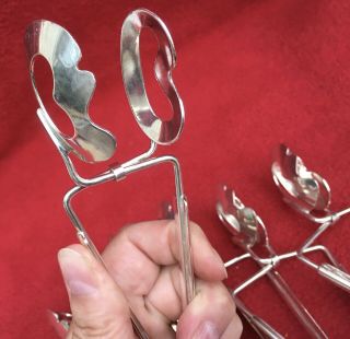 6 x SILVER PLATED L’ESCARGOT SNAIL TONGS or CLAMPS SET of SIX FRENCH DINING 3