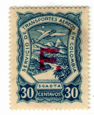 France - Colombia - Scadta Consular 30c W/ Red Handstamp - Sc Clf79 - 1923 Rare