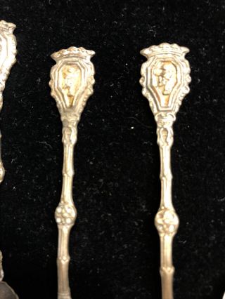 4 Demitasse Mustard Spoons Silver Plated Italy Bronze Colored Angel Crest 2