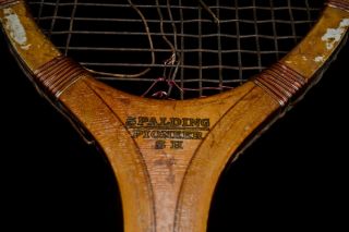 Antique Vintage Wood 1920 Spalding Gold Medal Pioneer S H Tennis Racket
