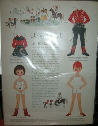 1959 Vintage Betsy Mccall Visits Roy Rogers Ranch Paper Dolls Uncut
