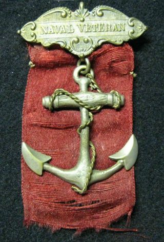 Very Rare Heavily Detailed Naval Veteran Badge: Mexican And Civil War