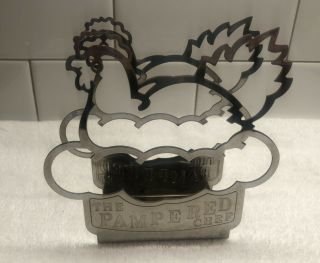 Pampered Chef Hen Chicken Shaped Metal Napkin Holder Rare Htf