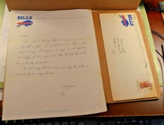 Rare Vintage Buffalo Bills Letter From Tom S.  Ehlers W/envelope And