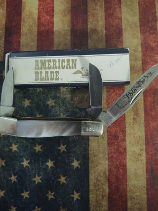 Vintage American Blade 3 Blade Knife Black Mother Of Pearl Very Rare 1984 Japan