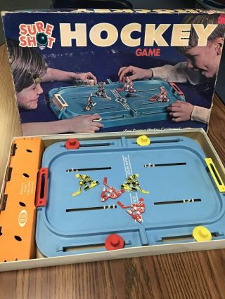 Vintage 1970 Sure Shot Hockey Game By Ideal Toy All Rare Complete