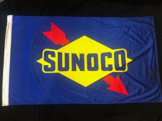 Rare And Unusual Vintage Sunoco Gas Station Advertising Nylon Flag 5 