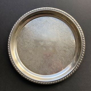 Vintage Wm Rogers Round Silverplate Serving Tray 10 Inch 0870