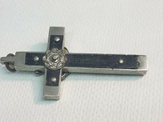 ⭐ Antique Crucifix,  Religious cross,  Ebony,  Silver? Catholic Pendant 3