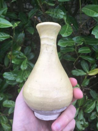 Fine Antique Chinese Porcelain Vase Yellow Crackle Glaze Song Dynasty Celadon