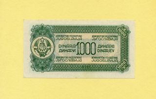 YUGOSLAVIA 1000 DINARA 1944 P - 55b Large size numerals in serial UNC RARE 2