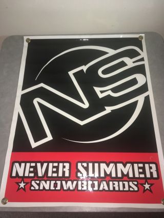 Never Summer Industries Snowboards Banner Poster 32” X 25” Vinyl Rare
