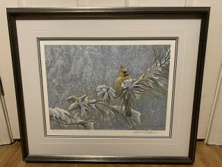 Robert Bateman “winter Lady - Cardinal” Limited Edition Signed And Numbered Rare