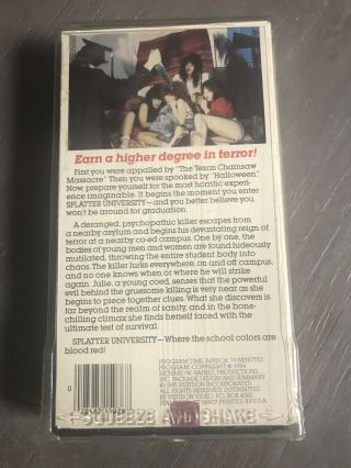 Splatter University VHS 1984 Rare Slasher 2