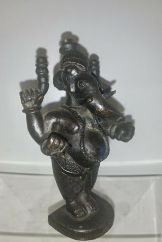 ANTIQUE INDIAN BRONZE GANESH HINDU ELEPHANT GOD GANESHA Ganapati Vinayaka 2