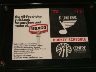 Very Rare St Louis Blues 1972 - 73 Texaco Pocket Schedule Nhl Hockey Never Folded