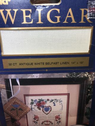 Antique White Belfast Linen 32ct.  Bucilla Needlework Embroidery 14 " By 18 "