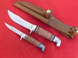 Western Usa Nahc Rare Piggyback Twin Set Fixed Blade Knives