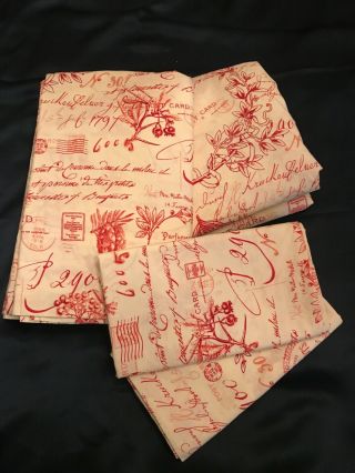 Rare Pottery Barn French Country Red Toile 4pc Full Sheets Set