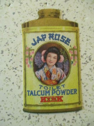 Antique Victorian Advertising Die - Cut Trade Card,  Jap Rose Talcum,  Kirk & Co. ,  Vg