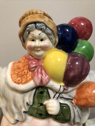 Rare Vintage Takahashi San Francisco Hand Painted Old Woman w/ Balloons Teapot 2