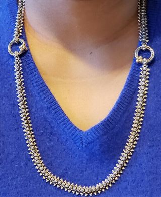 Rare Long Barbara Bixby Sterling Silver 18k Gold Eastern Chain Necklace 25 " N132