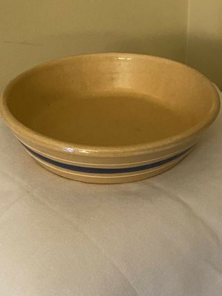 Yellow Ware 5 1/2 " Rare Bowl Antique Blue / White Bands