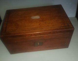 19th Century Victorian Antique Rosewood Box With Mother Of Pearl Inlay