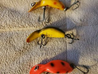 Heddon Tiny Tad Fishing Lures X 3 All Different Color Patterns