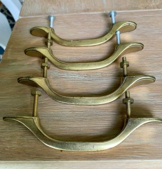 Set Of 4 Antique Solid Brass Drawer Pulls 5 " L