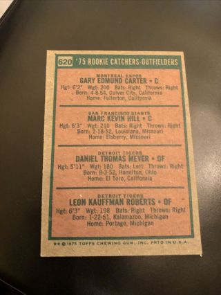 1975 Topps Gary Carter/ Marc Hill/ Dan Meyer/ Leon Roberts 620 Card 2