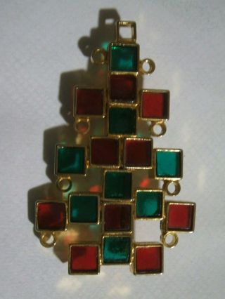Rare Old Poured Glass Christmas Tree Pin - Signed Made In Austria