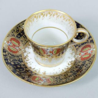 Antique Chamberlains Worcester Imari 298 Porcelain Coffee Cup & Saucer C.  1820