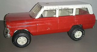 Vintage Rare 1960s Red Jeep Wagoneer Fire Chief Rescue Truck 66 Pressed Steel