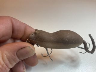 Vintage Heddon Meadow Mouse Fishing Lure In Brown