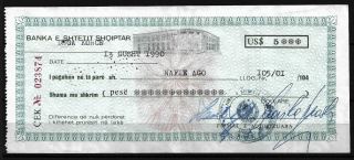 Check 1990 Bank Of Albania - Very Rare