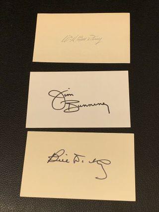 Bill Dickey,  Jim Bunnies,  Bill Terry Signed Index Card Gtp Psa Autograph Rare