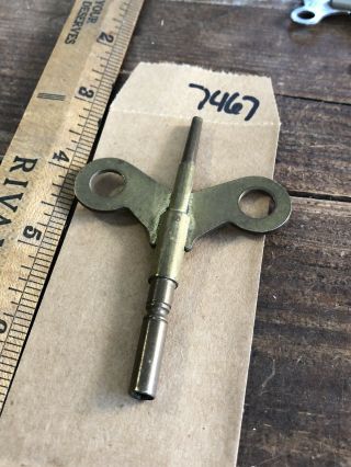 Brass Old Victorian Double End Clock Winding Mantle Key Antique Sz 000 & 3 - 7467